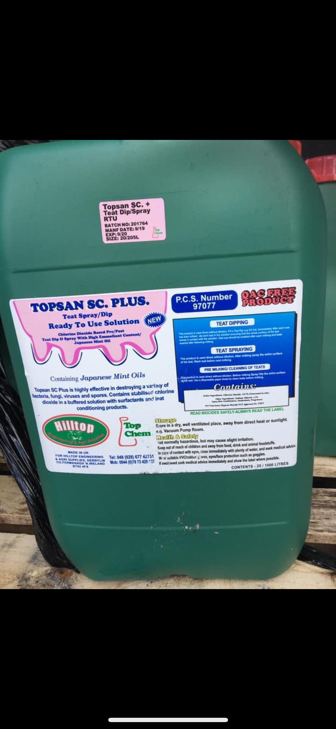 Topsan S.C. Plus Teat Spray-Dip-Foam 1000 Litre